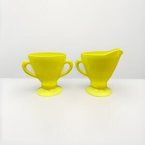 Vintage Lime Green Plastic Creamer Sugar Set Mid Century Style